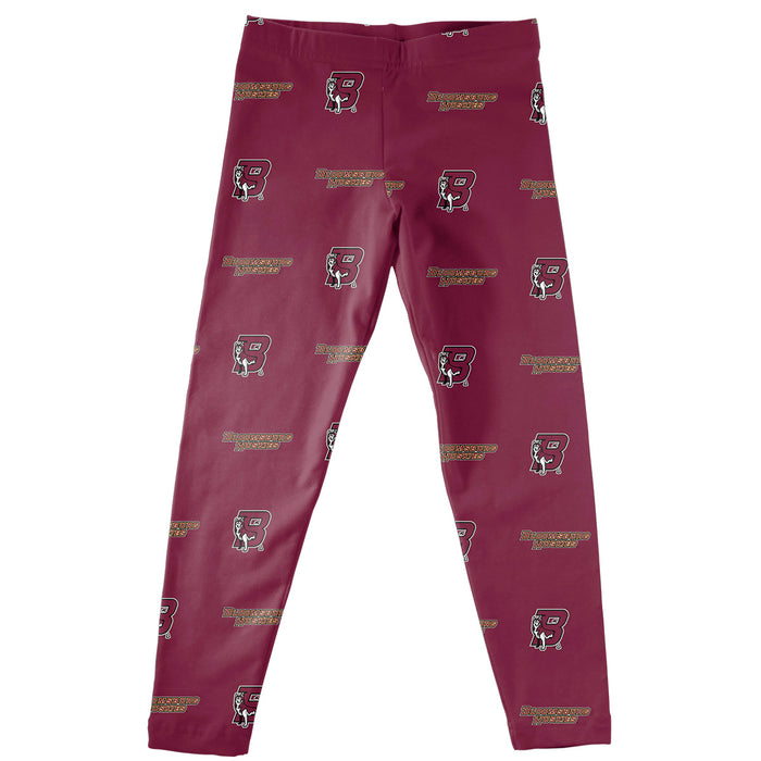 Bloomsburg Pennsylvania Huskies Vive La Fete Girls All Over Two Logos Elastic Waist Classic Play Maroon Leggings Tights