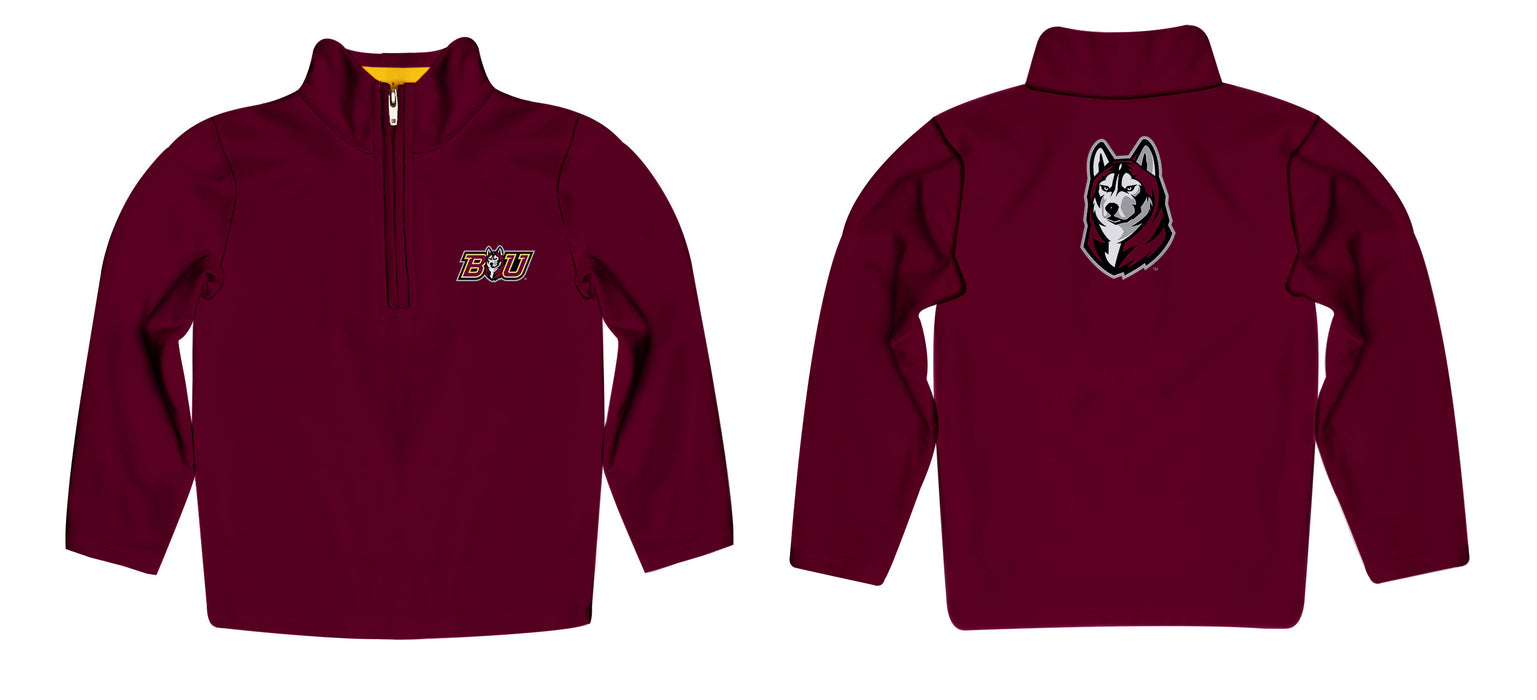 Bloomsburg University of Pennsylvania Huskies BU Vive La Fete Game Day Solid Maroon Quarter Zip Pullover Sleeves - Vive La Fête - Online Apparel Store