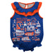 Boise State University Broncos  Blue Hand Sketched Vive La Fete Impressions Artwork Sleeveless Ruffle Onesie Bodysuit
