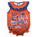 Boise State University Broncos  Orange Hand Sketched Vive La Fete Impressions Artwork Sleeveless Ruffle Onesie Bodysuit