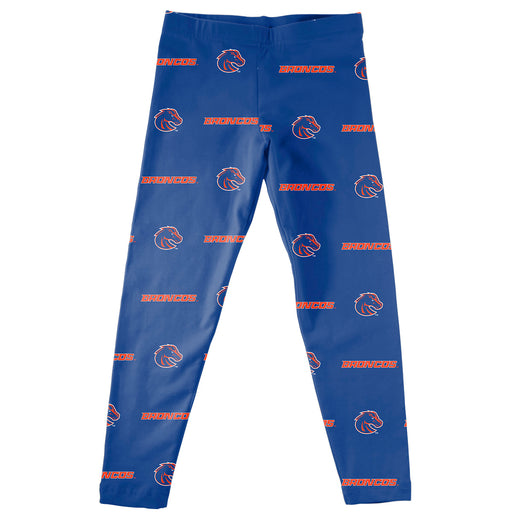Boise State Broncos Vive La Fete Girls Game Day All Over Logo Elastic Waist Classic Play Blue Leggings Tights