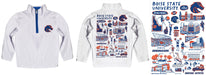 Boise State University Broncos Hand Sketched Vive La Fete Impressions Artwork White Boys Quarter Zip Pullover V1 - Vive La Fête - Online Apparel Store