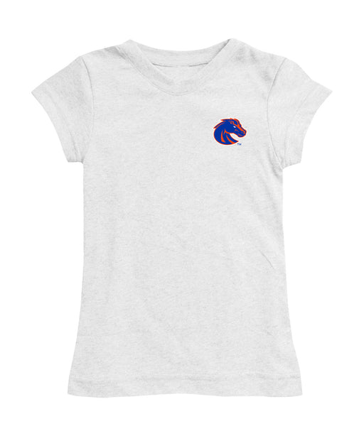 Boise State University Broncos Hand Sketched Vive La Fete Impressions Artwork White Girls Cotton Short Sleeve Tee