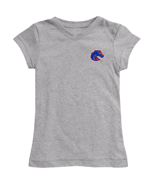 Boise State University Broncos Hand Sketched Vive La Fete Impressions Artwork Grey Girls Cotton Short Sleeve Tee