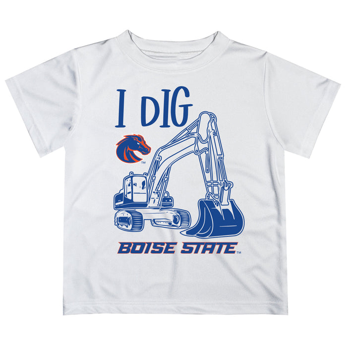 Boise State University Broncos Vive La Fete Excavator Boys Game Day White Short Sleeve Tee