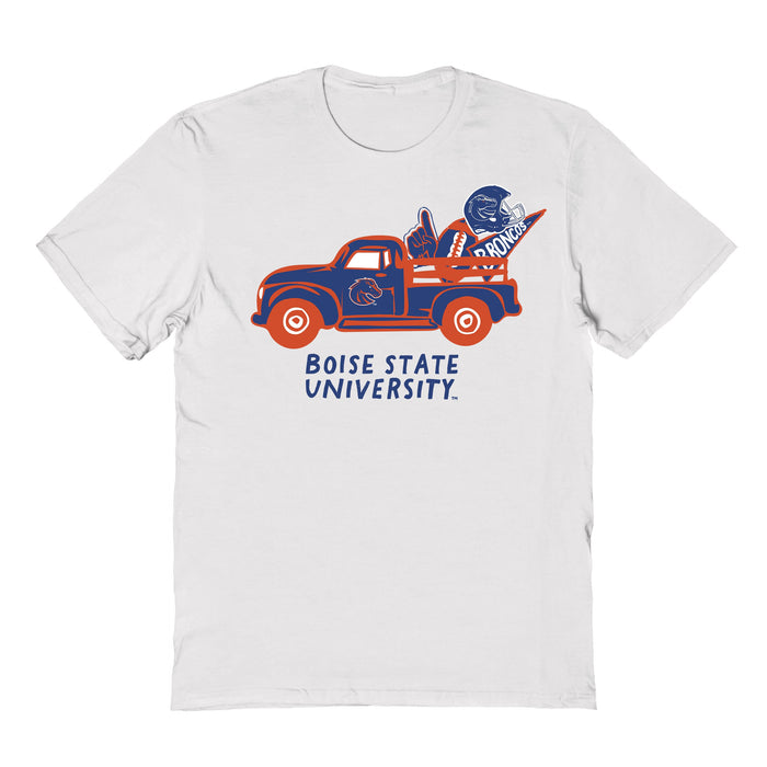Boise State Broncos Hand Sketched Vive La Fete Impressions Truck Kids White Cotton T-shirt