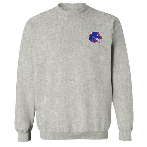 Boise State University Broncos Hand Sketched Artwork Gray Crewneck Sweatshirt for Women - Vive La Fête - Online Apparel Store