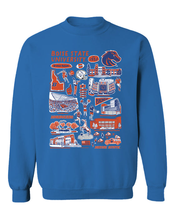 Boise State Broncos Vive La Fete Impressions Light Blue Cotton Crewneck Sweatshirt for Women
