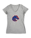 Boise State Broncos Women's V-neck Fitted Cotton T-Shirt Grey