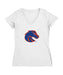 Boise State Broncos Women's V-neck Fitted Cotton T-Shirt White