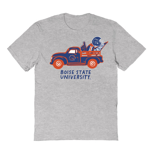 Boise State Broncos Hand Sketched Vive La Fete Impressions Truck Grey T-shirt for Women