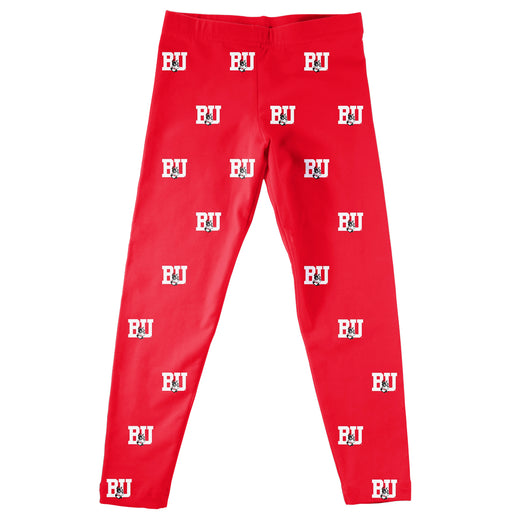 Boston University Vive La Fete Girls Game Day All Over Logo Elastic Waist Classic Play Red Leggings Tights