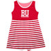 Boston University Vive La Fete Girls Game Day Sleeveless Tank Dress Solid Red Logo Stripes on Skirt