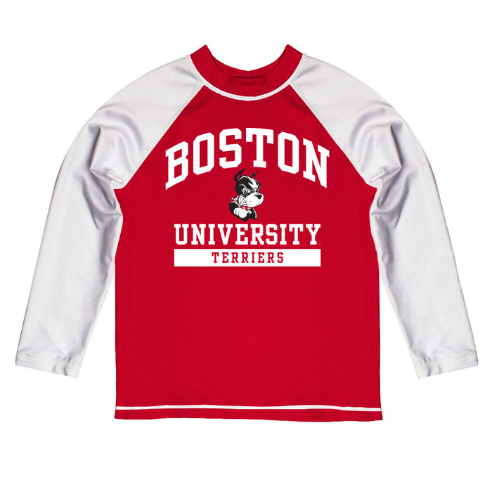 Boston University Vive La Fete Logo Red Long Sleeve Raglan Rashguard