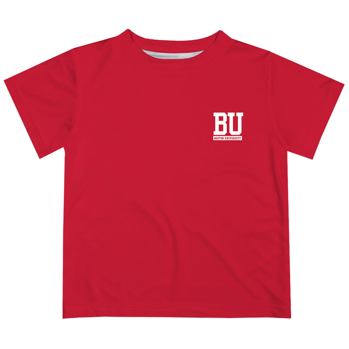 Boston University Terriers Hand Sketched Vive La Fete Impressions Artwork Boys Red Short Sleeve Tee Shirt