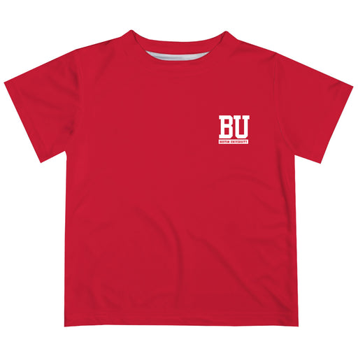 Boston University Terriers Hand Sketched Vive La Fete Impressions Artwork Boys Red Short Sleeve Tee Shirt