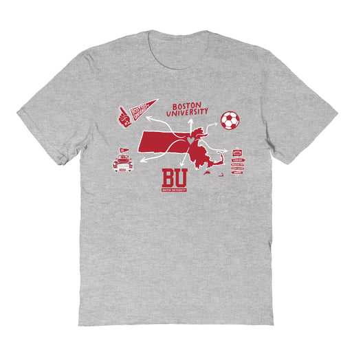 Boston University Hand Sketched Vive La Fete Impressions Icones Kids Grey T-shirt