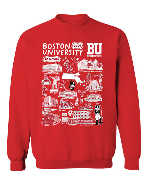 Boston University Vive La Fete Impressions Red Cotton Crewneck Sweatshirt for Women