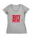 Boston University Women's V-neck Fitted Cotton T-Shirt Grey