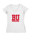 Boston University Women's V-neck Fitted Cotton T-Shirt White