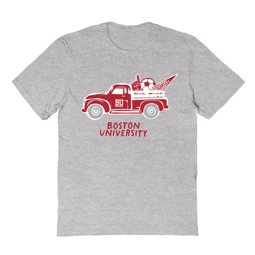 Boston University Hand Sketched Vive La Fete Impressions Truck Grey T-shirt for Women