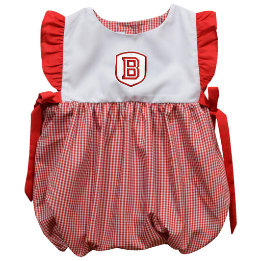 Bradley University Braves Embroidered Red Gingham Short Sleeve Girls Bubble - Vive La Fête - Online Apparel Store