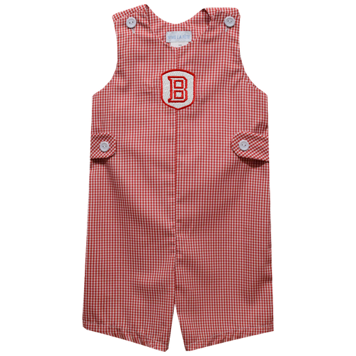 Bradley University Braves Embroidered Red Gingham Boys Jon Jon - Vive La Fête - Online Apparel Store