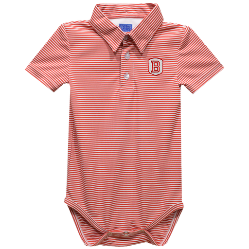 Bradley University Braves Embroidered Red Stripe Knit Polo Bodysuit - Vive La Fête - Online Apparel Store