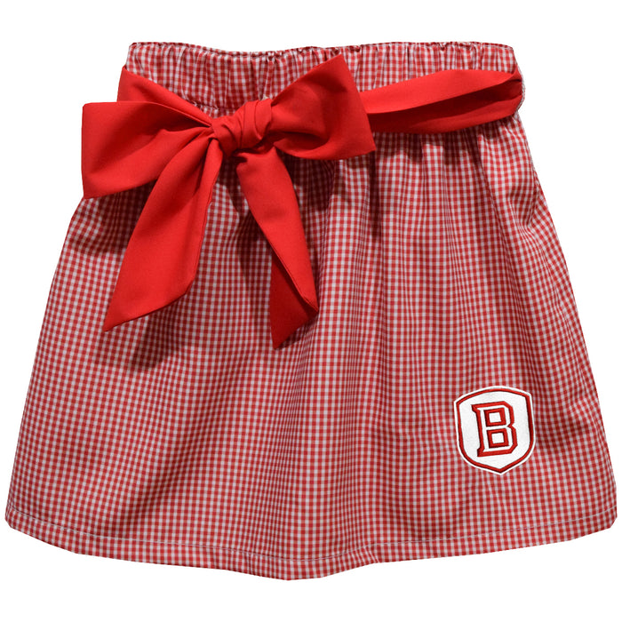 Bradley University Braves Embroidered Red Gingham Skirt With Sash - Vive La Fête - Online Apparel Store