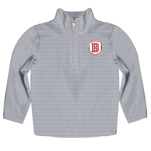 Bradley University Braves Embroidered Gray Stripes Quarter Zip Pullover