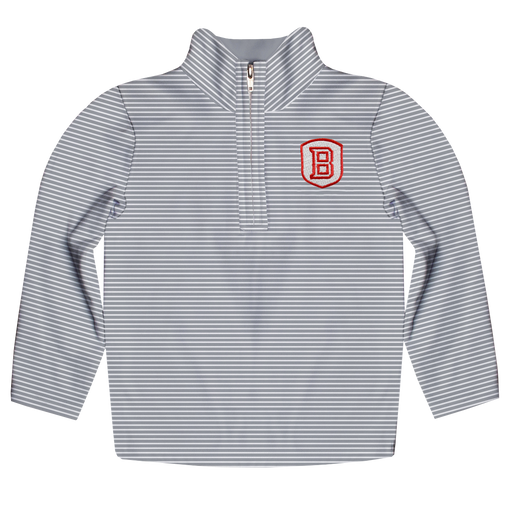Bradley University Braves Embroidered Kids Gray Stripes Quarter Zip Pullover - Vive La Fête - Online Apparel Store