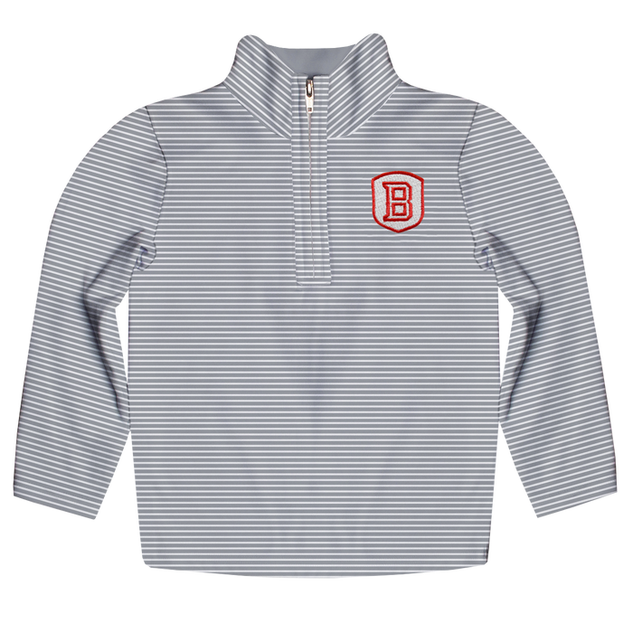 Bradley University Braves Embroidered Kids Gray Stripes Quarter Zip Pullover - Vive La Fête - Online Apparel Store