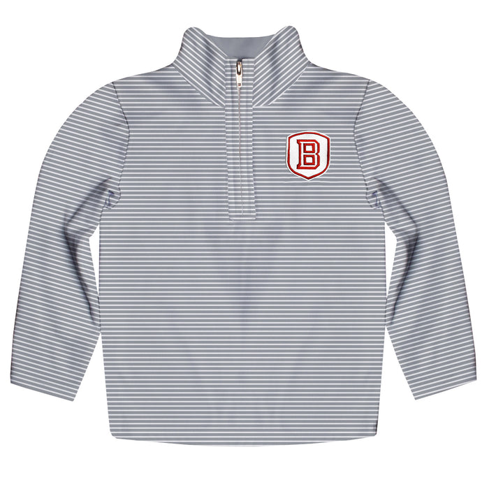 Bradley University Braves Embroidered Gray Stripes Quarter Zip Pullover
