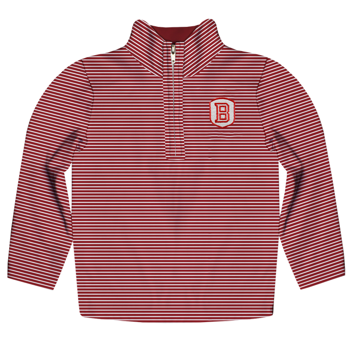 Bradley University Braves Embroidered Kids Red Cardinal Stripes Quarter Zip Pullover - Vive La Fête - Online Apparel Store