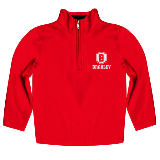 Bradley University Braves Vive La Fete Game Day Solid Red Quarter Zip Pullover Sleeves