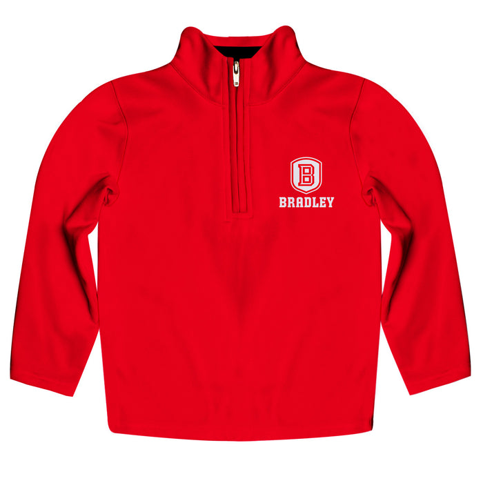 Bradley University Braves Vive La Fete Game Day Solid Red Quarter Zip Pullover Sleeves