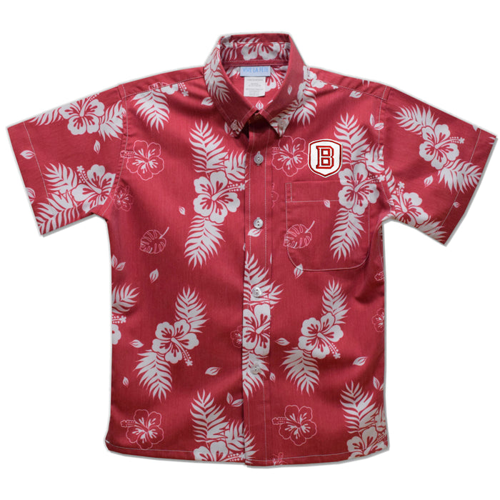 Bradley University Braves Red Hawaiian Short Sleeve Button Down Shirt