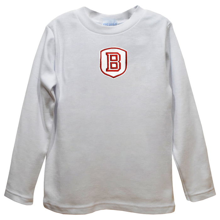 Bradley University Braves Embroidered White Long Sleeve Boys Tee Shirt - Vive La Fête - Online Apparel Store