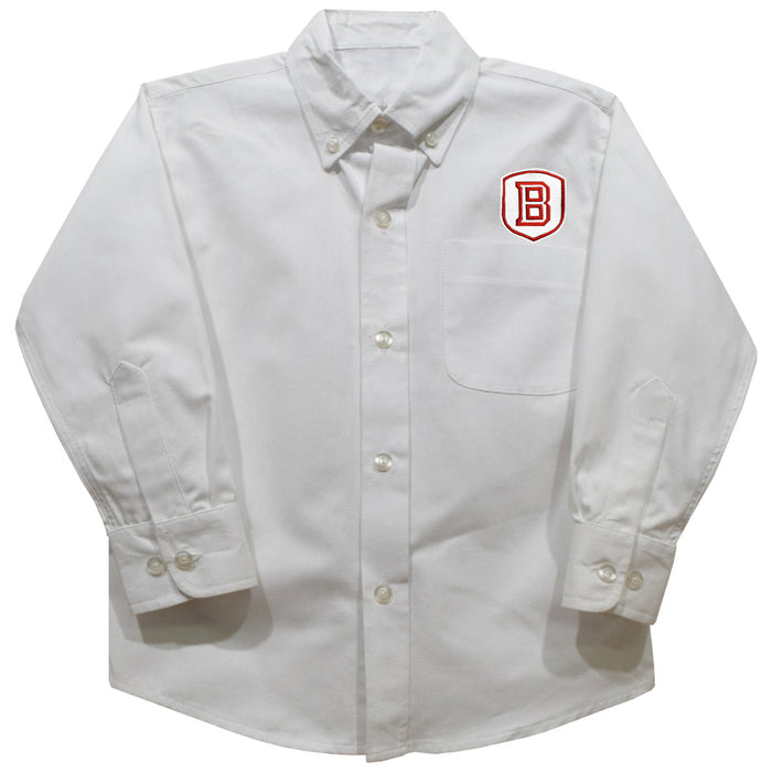 Bradley University Braves Embroidered White Long Sleeve Button Down Shirt - Vive La Fête - Online Apparel Store