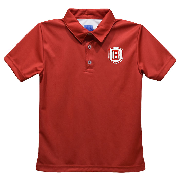 Bradley University Braves Embroidered Red Short Sleeve Youth Polo Box Shirt