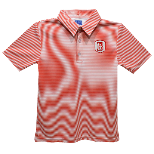 Bradley University Braves Embroidered Red Stripes Short Sleeve Youth Polo Box Shirt - Vive La Fête - Online Apparel Store