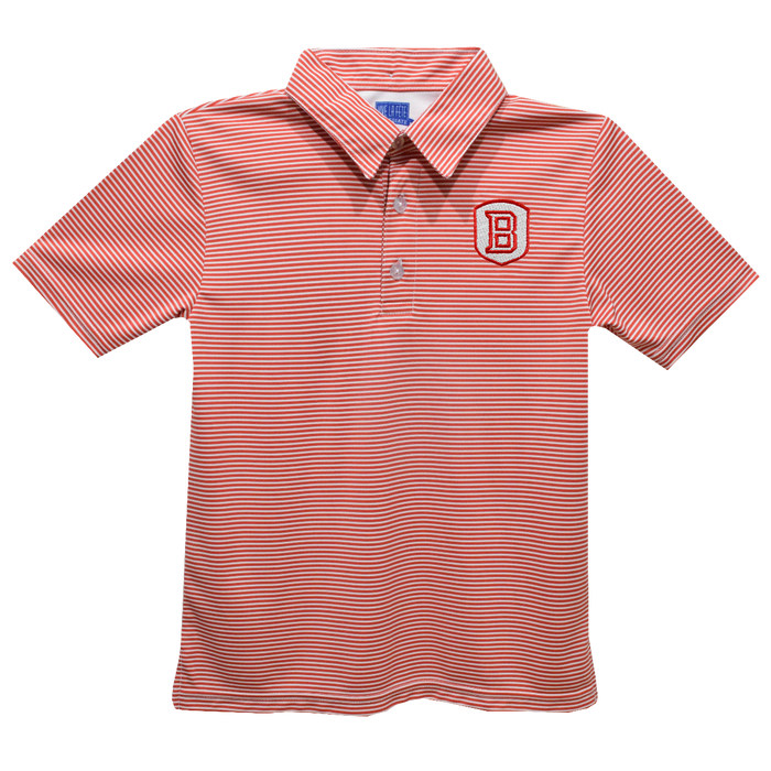 Bradley University Braves Embroidered Red Stripes Short Sleeve Youth Polo Box Shirt - Vive La Fête - Online Apparel Store
