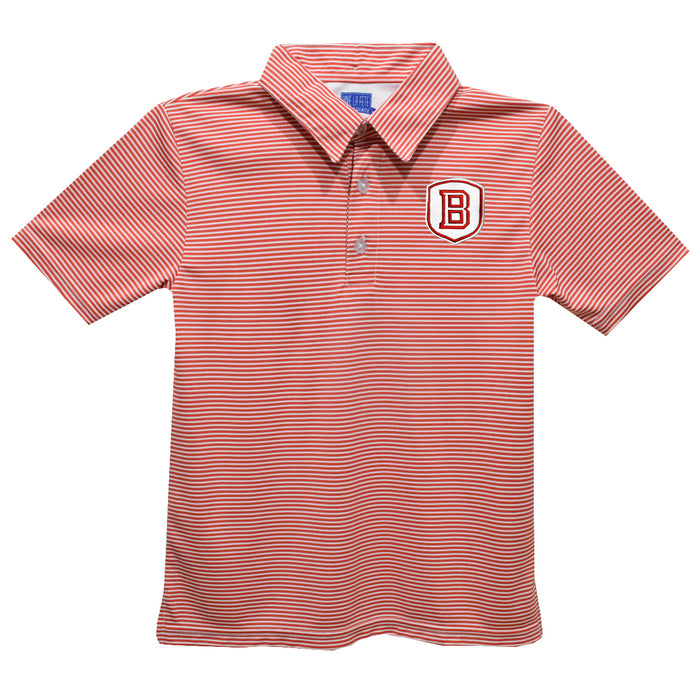 Bradley University Braves Embroidered Red Stripes Short Sleeve Youth Polo Box Shirt