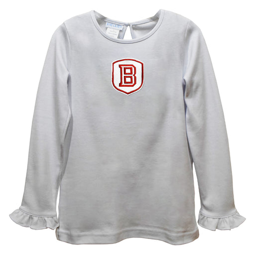 Bradley University Braves Embroidered White Knit Long Sleeve Girls Blouse - Vive La Fête - Online Apparel Store
