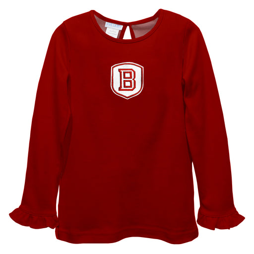 Bradley University Braves Embroidered Red Knit Long Sleeve Girls Blouse - Vive La Fête - Online Apparel Store