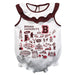 Brown University Bears  White Hand Sketched Vive La Fete Impressions Artwork Sleeveless Ruffle Onesie Bodysuit