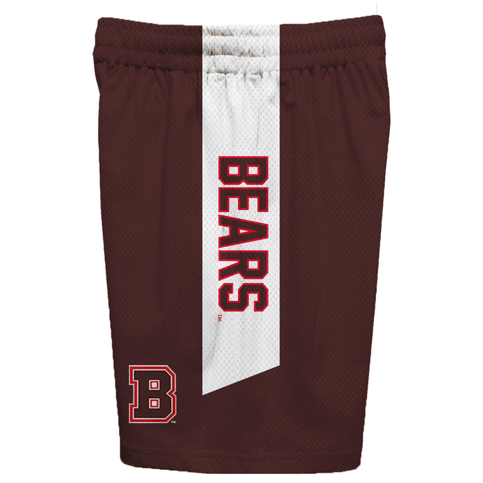 Brown Bears Vive La Fete Game Day Brown Stripes Boys Solid White Athletic Mesh Short - Vive La Fête - Online Apparel Store