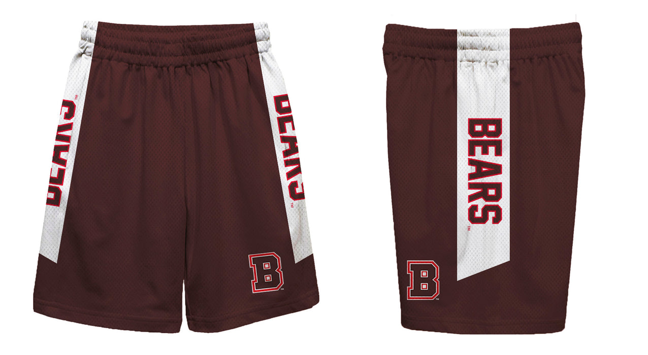 Brown Bears Vive La Fete Game Day Brown Stripes Boys Solid White Athletic Mesh Short - Vive La Fête - Online Apparel Store