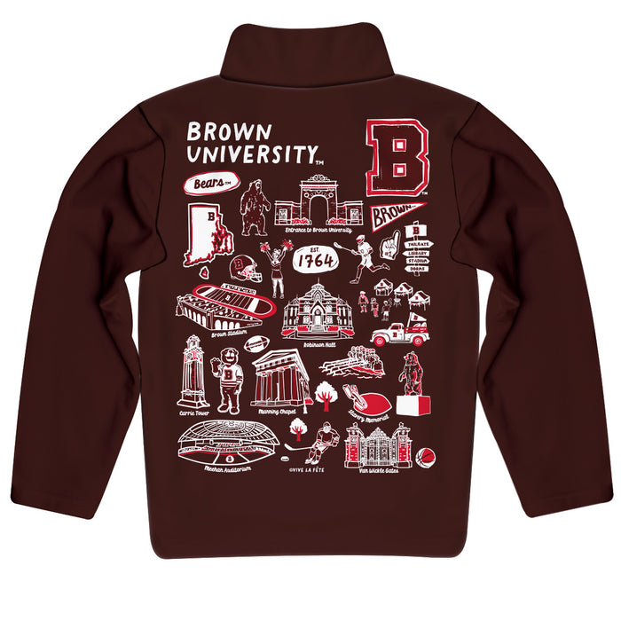 Brown University Bears Hand Sketched Vive La Fete Impressions Artwork  Brown Boys Quarter Zip Pullover V1 - Vive La Fête - Online Apparel Store