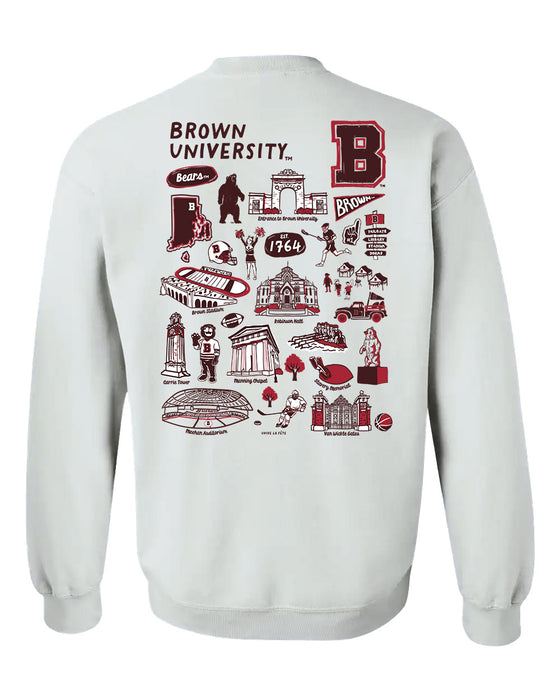 Brown University Bears Hand Sketched Artwork Gray Crewneck Sweatshirt for Women - Vive La Fête - Online Apparel Store